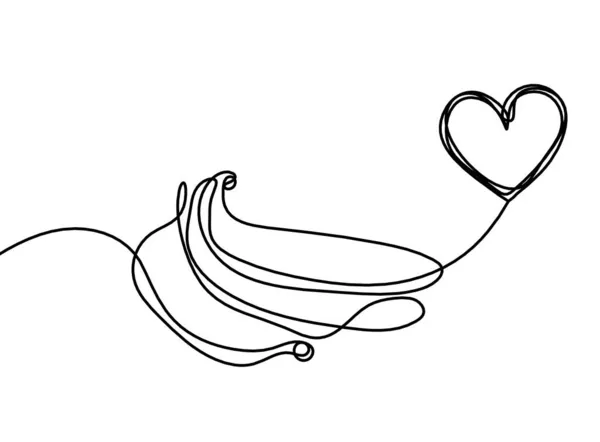 Рисунок Линии Банан Сердцем Белом Фоне — стоковый вектор
