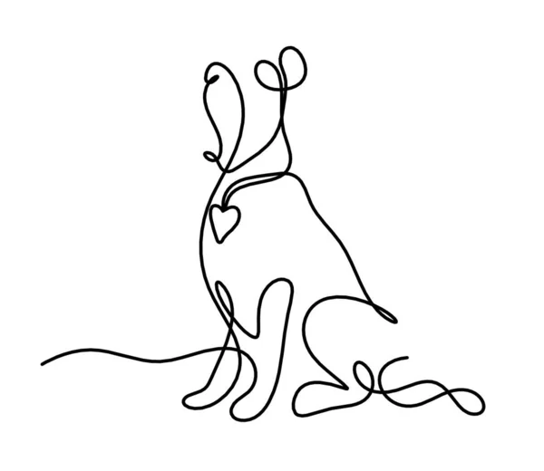 Silhouette Eines Abstrakten Hundes Als Linienzeichnung Auf Weiß — Stockvektor