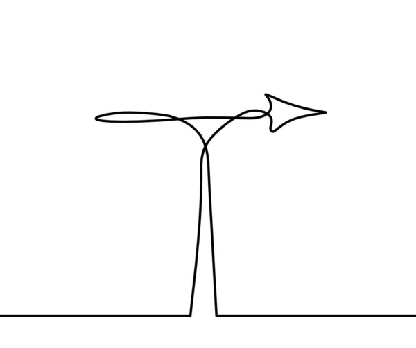 Flecha Continua Abstracta Línea Dibujo Como Signo Dirección Sobre Fondo — Vector de stock