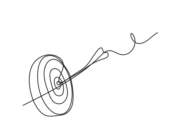 Flèche Abstraite Sur Cercle Cible Comme Dessin Ligne Continue Sur — Image vectorielle