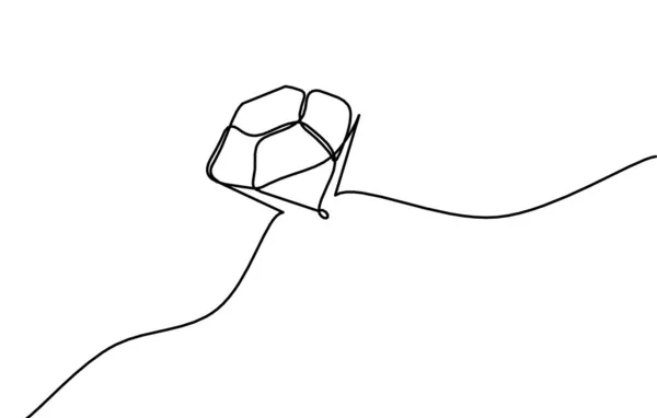 Abstrakt Kristall Som Kontinuerliga Linjer Ritning Vit Bakgrund — Stock vektor