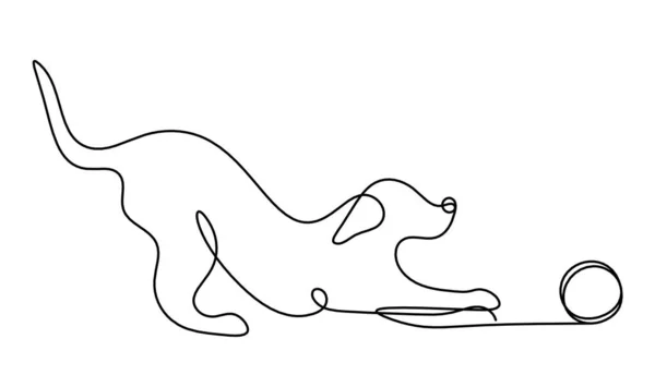 Silueta Abstraktního Psa Jako Čára Kresby Bílém — Stockový vektor