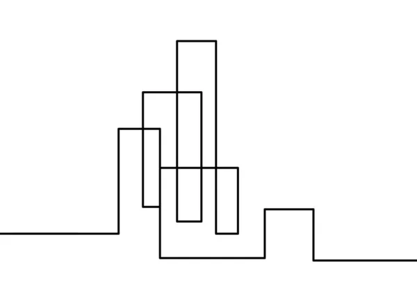 Abstraktní Architektura Jako Spojité Čáry Kreslící Bílém Pozadí — Stockový vektor