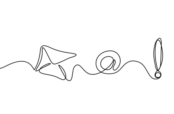 Абстрактный Бумажный Конверт Электронной Почтой Собаки Восклицательным Знаком Виде Линии — стоковый вектор