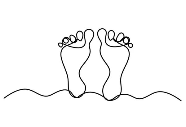 白い線画としての抽象的な足のシルエット — ストックベクタ