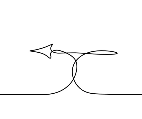 Flecha Continua Abstracta Línea Dibujo Como Signo Dirección Sobre Fondo — Vector de stock