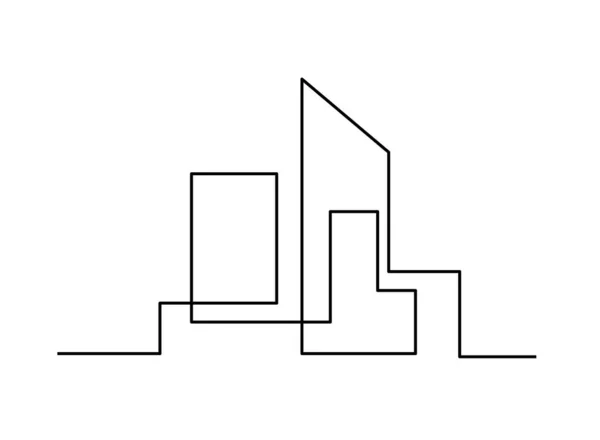 Architecture Abstraite Comme Lignes Continues Dessinant Sur Fond Blanc — Image vectorielle