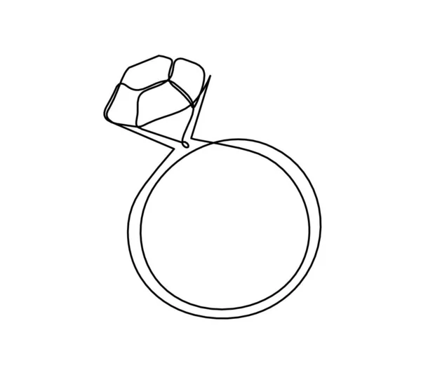 Abstrakter Ring Mit Kristall Als Durchgehende Linien Auf Weißem Hintergrund — Stockvektor