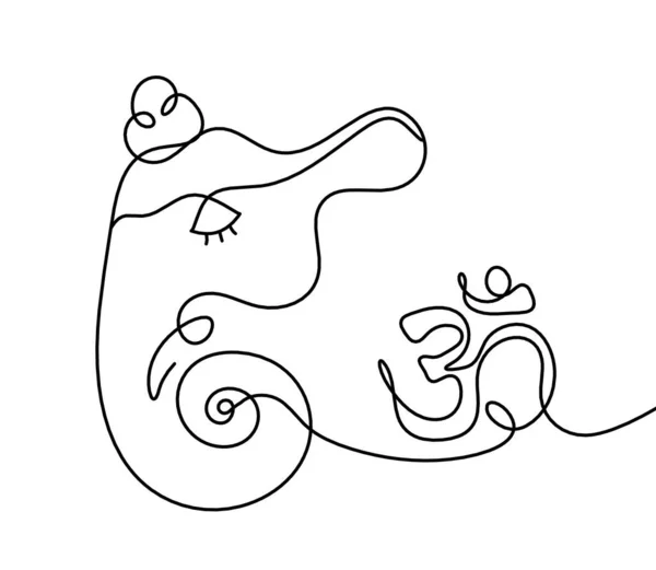 Silueta Del Señor Ganesha Signo Como Dibujo Línea Sobre Fondo — Archivo Imágenes Vectoriales
