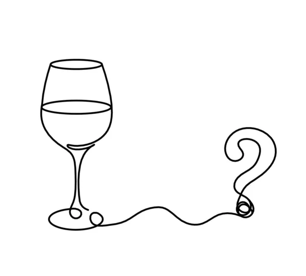 Beyaz Arkaplanda Soru Işareti Olan Şarap Kadehi Çizimi — Stok Vektör
