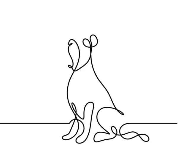 Silhuett Abstrakt Hund Som Linje Ritning Vitt — Stock vektor