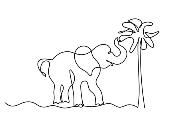 Silueta Elefante Abstracto Con Árbol Como Dibujo Línea Sobre Blanco — Vector de stock