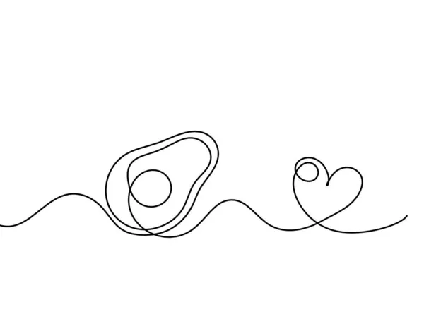 Малювання Лінії Авокадо Серцем Білому Тлі — стоковий вектор