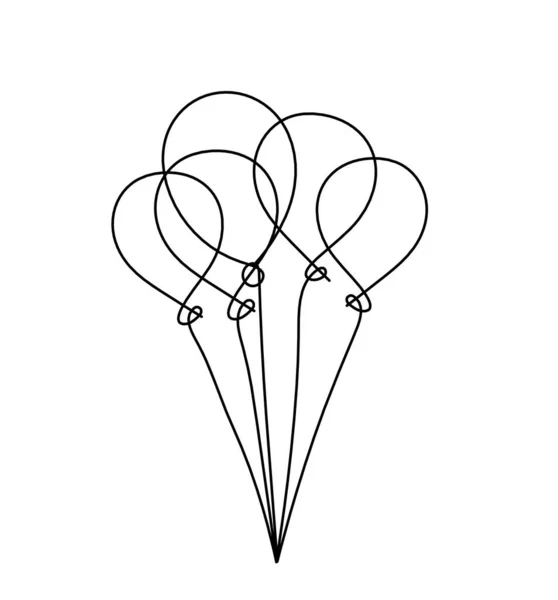 Abstrakt Luftballong Som Linje Ritning Vit Bakgrund — Stock vektor