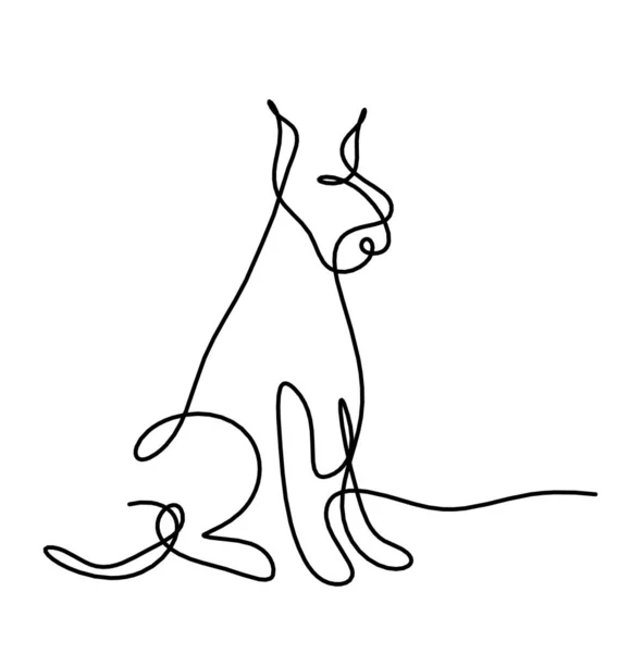 Silhouet Van Abstracte Hond Als Lijntekening Wit — Stockvector