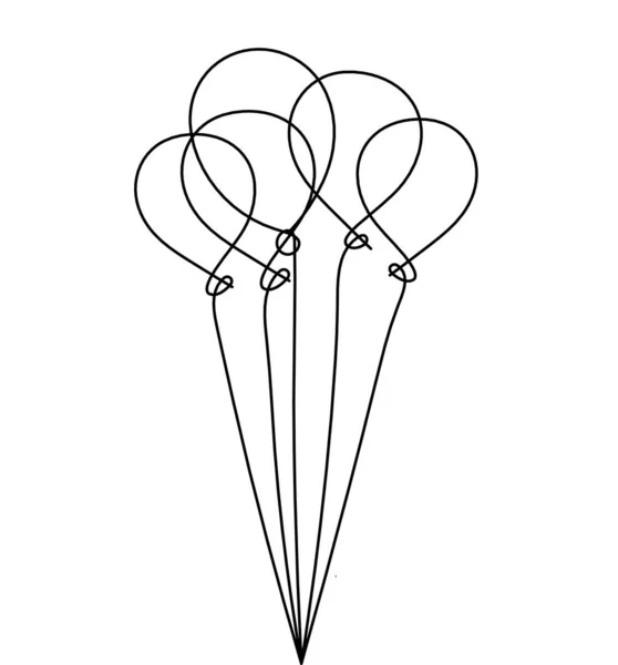 Abstracte Luchtballon Als Lijntekening Witte Achtergrond — Stockvector