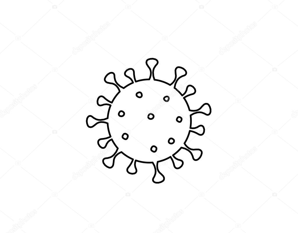 Abstract sign of corona virus as line drawing on white background