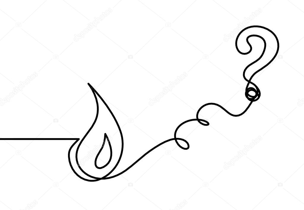 Abstract drop with question mark as line drawing on white background