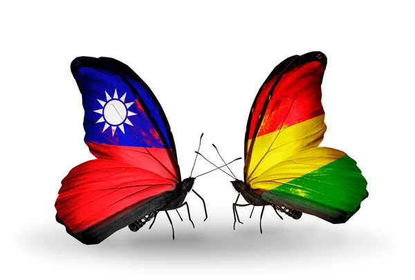 Motýli s Tchaj-wanem a Bolívie příznaky — Stock fotografie