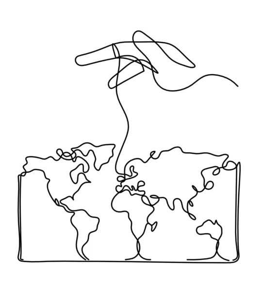 Beyaz Arkaplanda Çizgi Çizimi Olarak Soyut Kontrol Haritası Dünya Gezegeni — Stok Vektör
