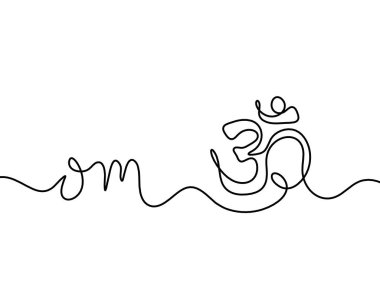 Beyaz arkaplanda çizgi çizimi olarak OM işareti