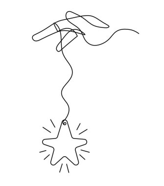 Beyaz arkaplanda çizgi çizimi olarak soyut yıldız