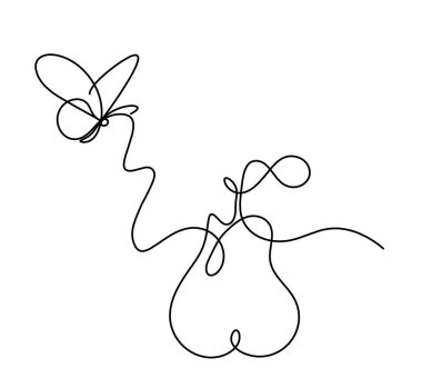 Beyaz arkaplanda çizgi armudu çizimi