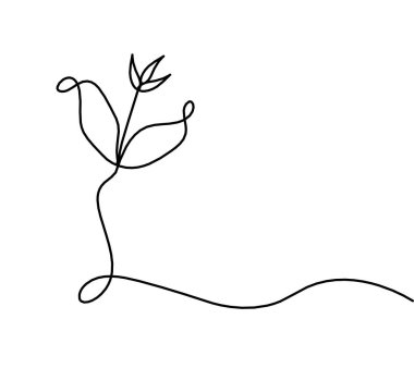 Beyaz arkaplanda çizgi çizimi olarak soyut filiz