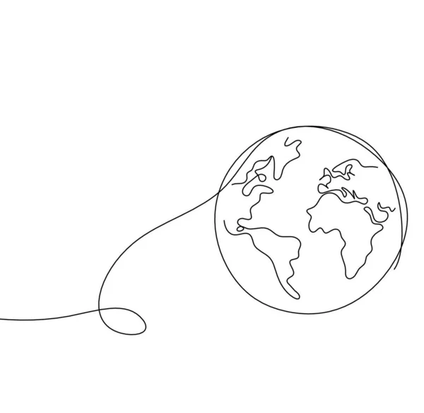 Planeta Tierra Abstracto Como Dibujo Línea Sobre Blanco Como Fondo — Vector de stock