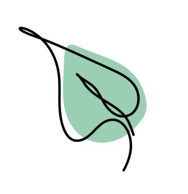 Beyaz arkaplanda çizgi çizimi olarak soyut renk yaprağı