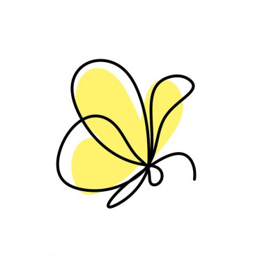 Renk kelebeği çizgi çizimi gibi, beyaz renkte izole.