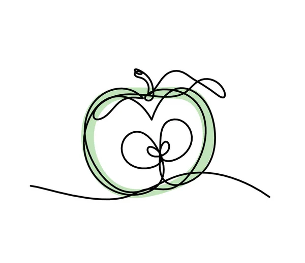 Farbige Zeichnungslinie Apfel Auf Weißem Hintergrund — Stockvektor