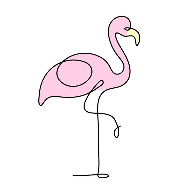 Silueta Abstraktní Barvy Flamingo Jako Čára Kreslení Bílém — Stockový vektor