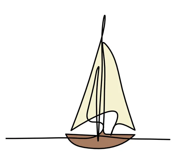 Abstrakt Färg Båt Med Jordglob Som Linje Ritning Vit Bakgrund — Stock vektor