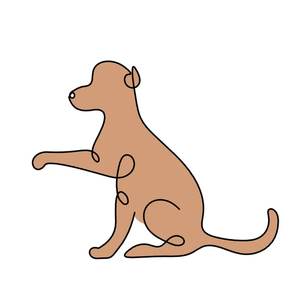 Silhuett Färg Abstrakt Hund Som Linje Ritning Vitt — Stock vektor
