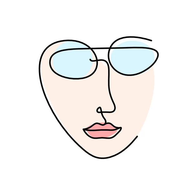 Frau Farbe Silhouette Gesicht Als Linie Zeichnung Bild Auf Weiß — Stockvektor