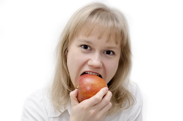 Goûter une pomme — Photo