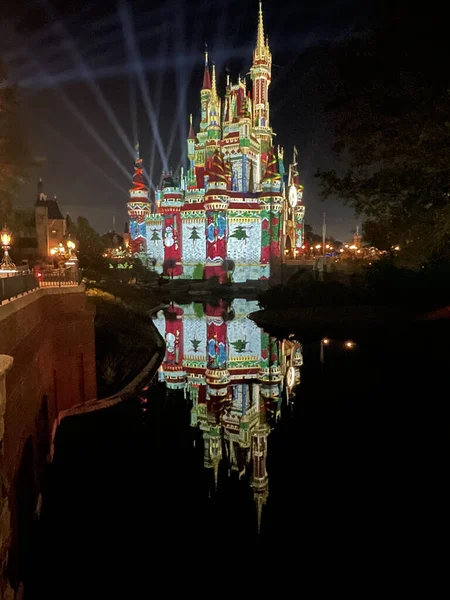 Beautiful Night Cinderella Castle Disney World Orlando Florida Castle Park — Stock Photo, Image