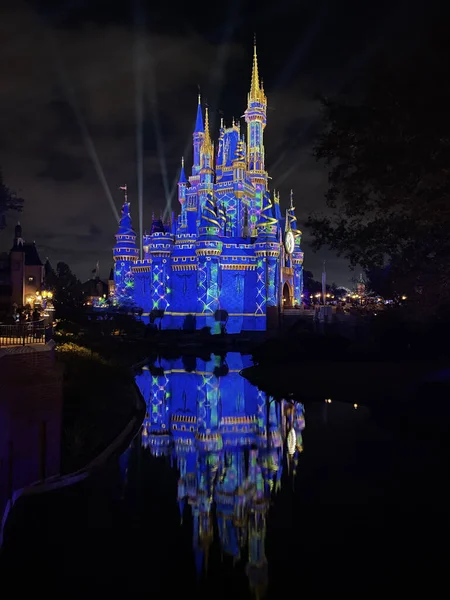 Beautiful Night Cinderella Castle Disney World Orlando Florida Castle Park — Stock Photo, Image