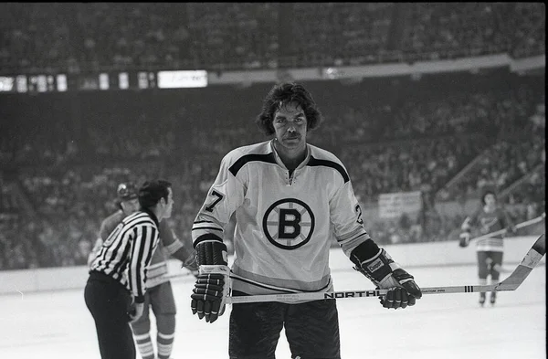 Black White Photograph Boston Bruins Legend Derek Sanderson Image Taken — стоковое фото