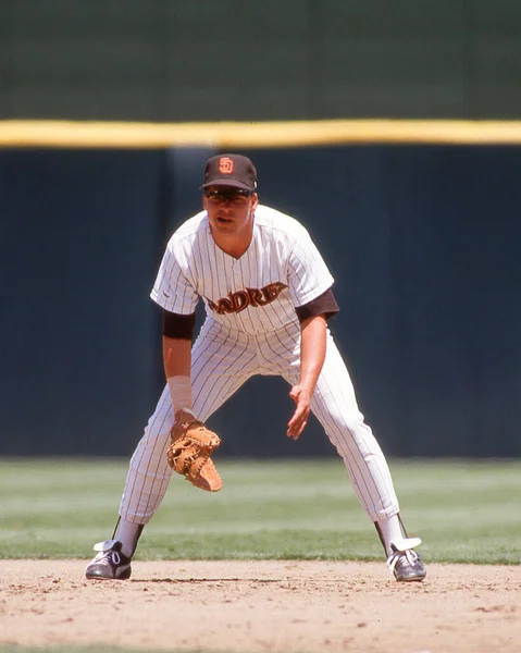 San Diego Padres Primeira Base John Kruk Ação Durante Temporada — Fotografia de Stock