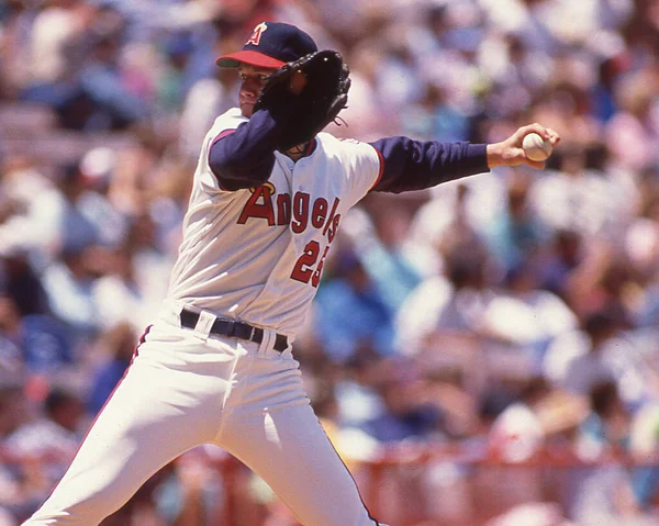 California Angels Pitcher Jim Abbott Makes Delivery Home Plate 1992 —  Fotos de Stock