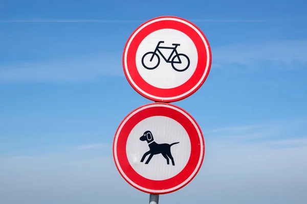 Förbjudet För Cyklar Och Hundar Amsterdam Nederländerna 2020 — Stockfoto