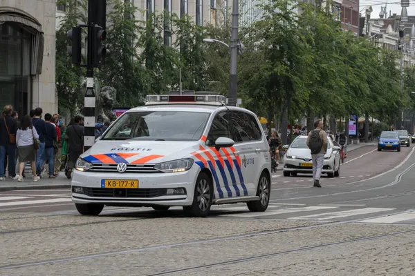 Vista Laterale Auto Della Polizia Amsterdam Paesi Bassi 2021 — Foto Stock