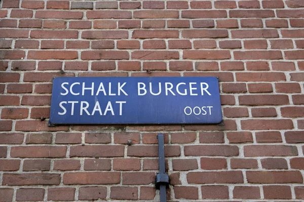 Street Sign Schalk Burgerstraat Amsterdam Nederländerna 2021 — Stockfoto