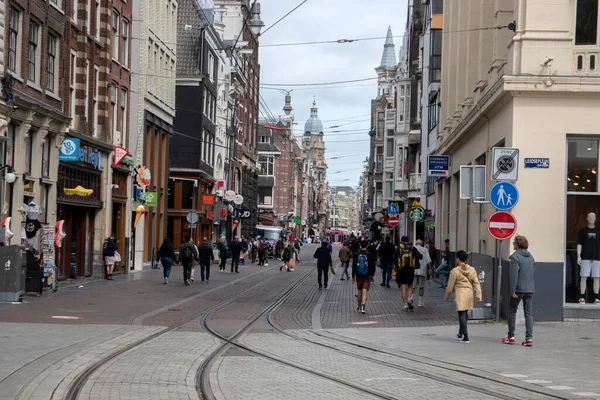Вид Улицу Leidsestraat Амстердаме Нидерланды 2021 — стоковое фото