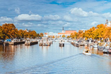 Amstelsluizen Sluices ve Magerebrug Köprüsü Amsterdam Amstel Nehri 29-9-2020
