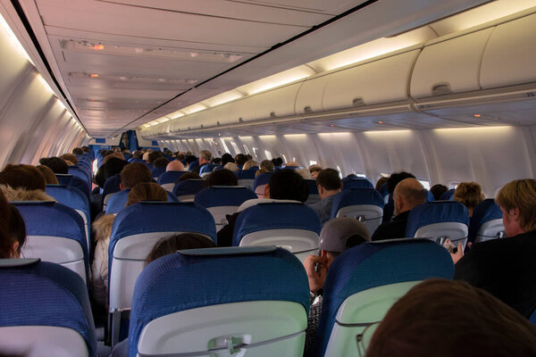 People Inside A KLM Plane At Manchester 9-12-2019