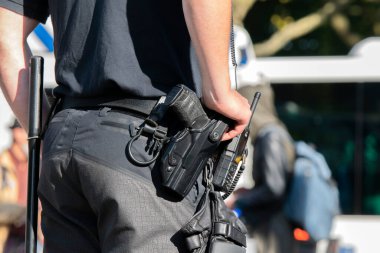Arka Taraftaki Polis Teşkilatı Göstericileri Koruyor Amsterdam Güney Hollanda 21-9-2020 İsyan İmha Gösterisi