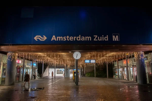 Amsterdam South Subway Train Station Amsterdam Netherlands Dark 2019 — стоковое фото